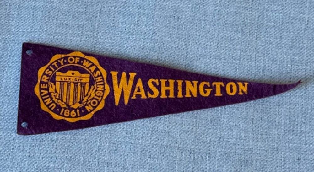 Vintage University of Washington Mini Pennant Purple Gold Felt College Banner
